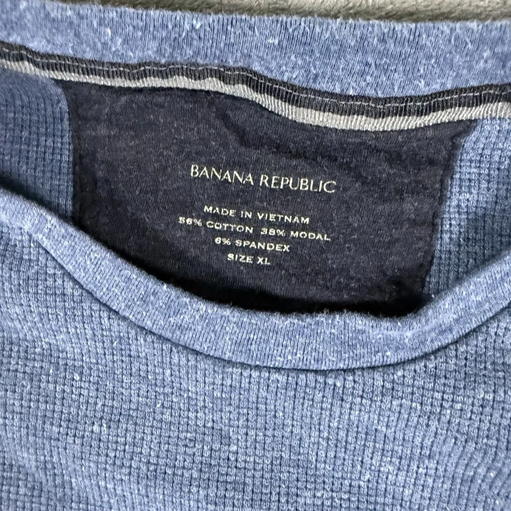 Banana Republic Mens XL Blue Crew Neck‎ Pullover Waffle-Knit Cotton Modal